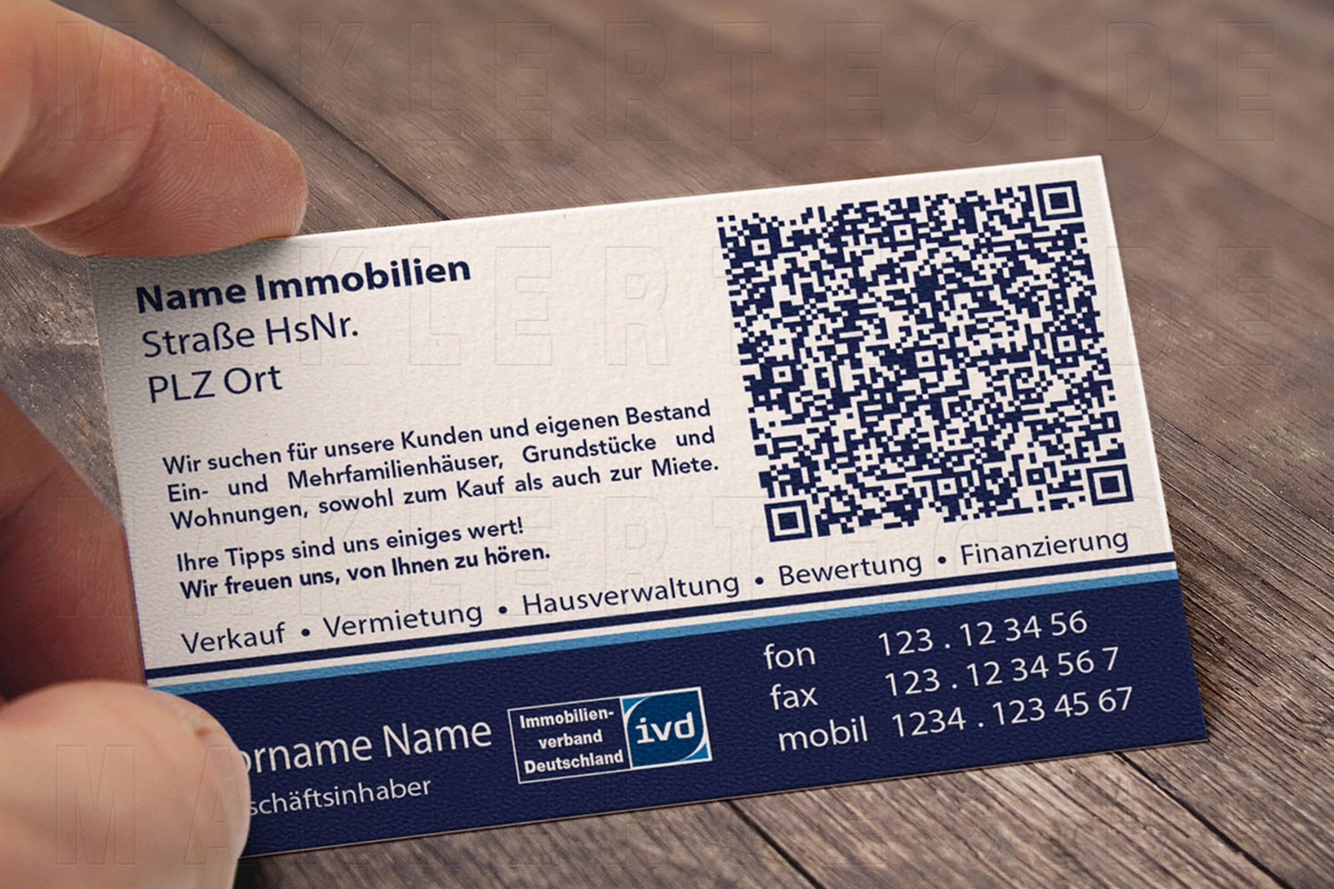 visitenkarte für immobilienmakler